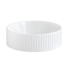 Kiora 360mm Fluted White Round Ceramic Above Counter Basin